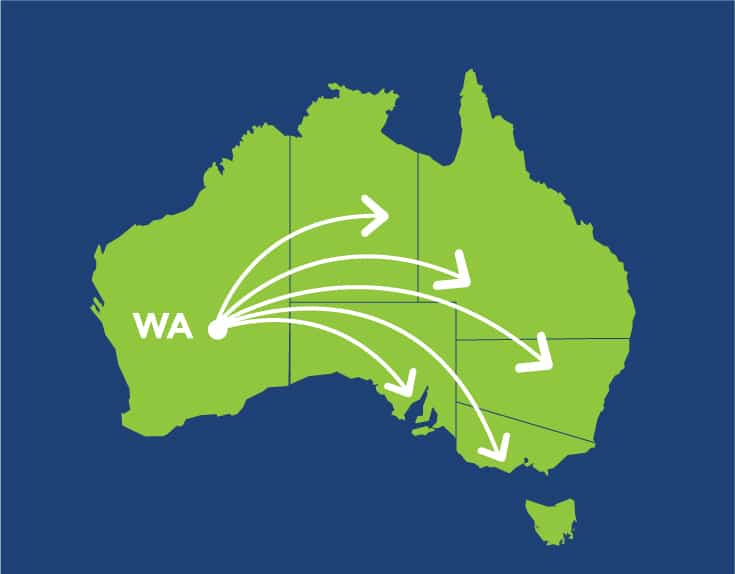 A2B Interstate Removals - Map of Australia